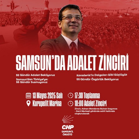 İmamoğlu'nun tutukluluğunun 55. Gününde chp samsun’da adalet zinciri kuracak samsun manşet haberleri Samsun manşet - samsun haberleri