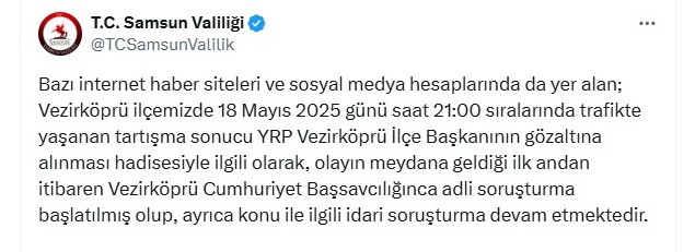 Yrp i̇lçe başkanının ters kelepçe ile gözaltına alınmasına samsun valiliği’nden açıklama samsun manşet haberleri Samsun manşet - samsun haberleri